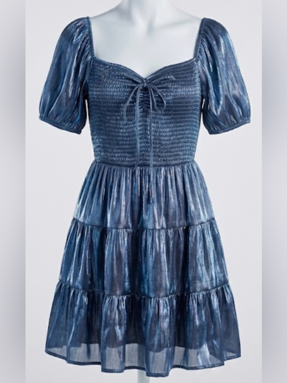 Shimmery Metallic Blue Dress Size M Juniors